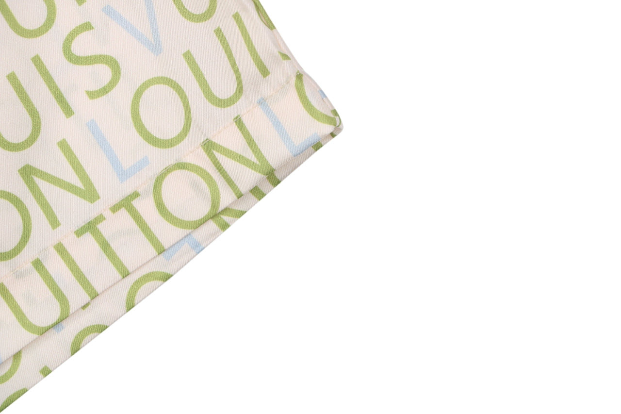 Louis Vuitton All-Over Monogram Letter Print Shorts — Cream / Green / Blue