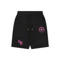 Chrome Hearts Pink Sanskrit Cross Embroidered Shorts — Black