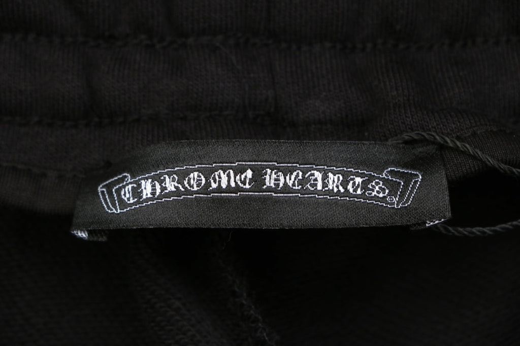 Chrome Hearts Pink Sanskrit Cross Embroidered Shorts — Black