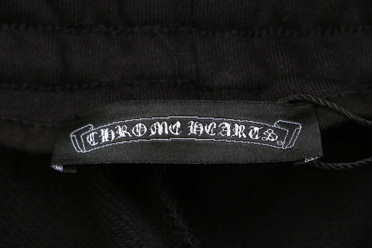 Chrome Hearts Pink Sanskrit Cross Embroidered Shorts — Black