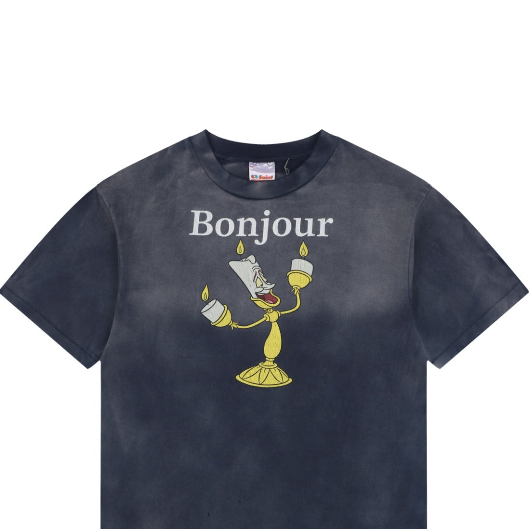 Saint Michael Lumière Candelabra Graphic Short Sleeve Tee – Washed Black