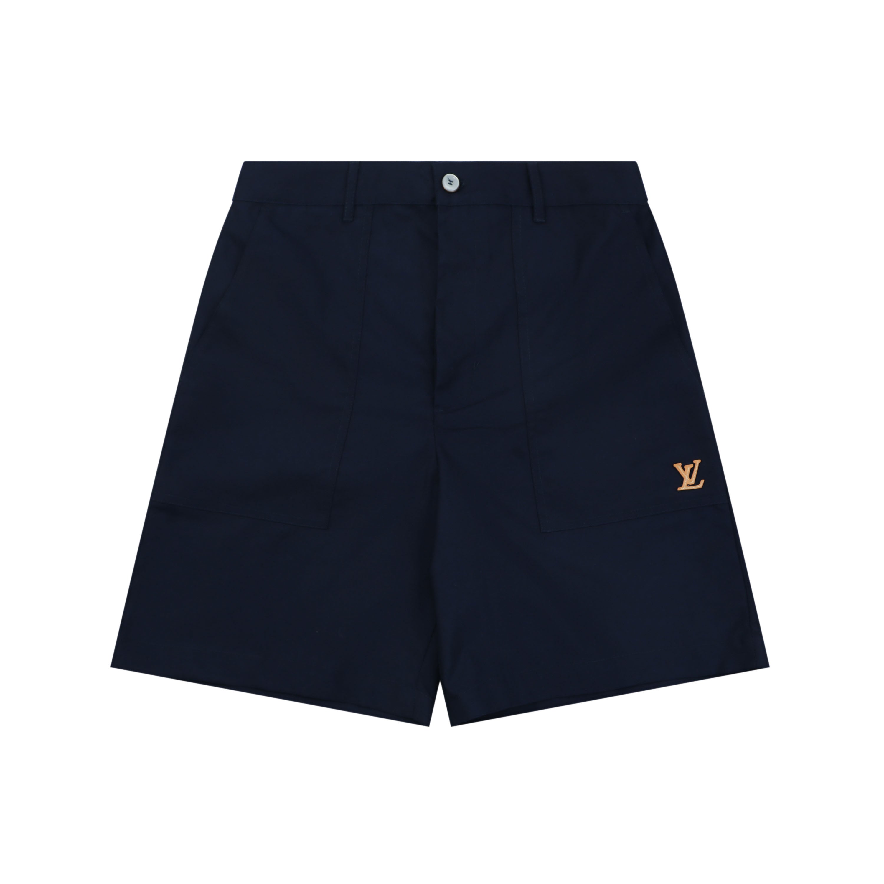 Louis Vuitton LV Monogram Leather Appliqué Shorts — Navy