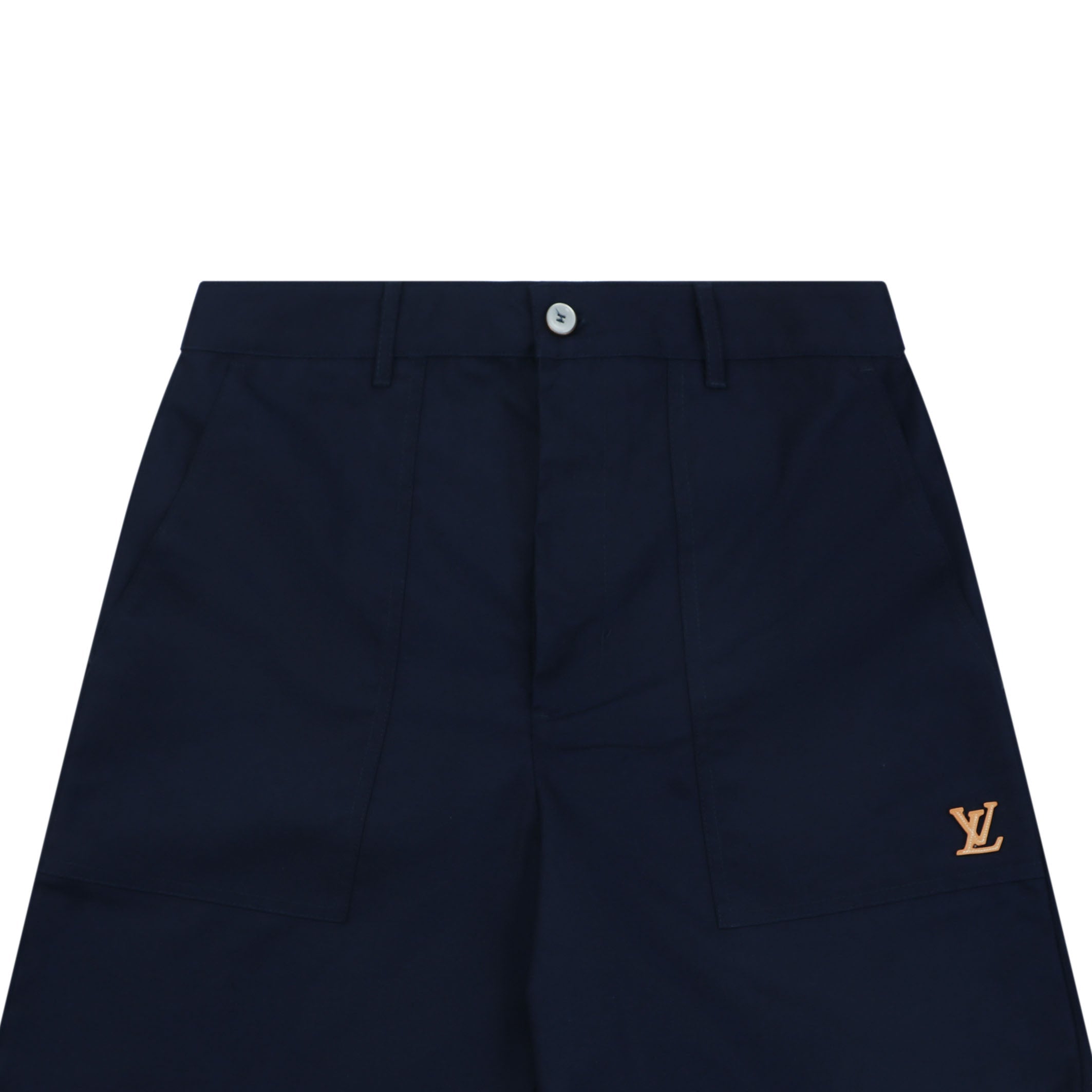 Louis Vuitton LV Monogram Leather Appliqué Shorts — Navy