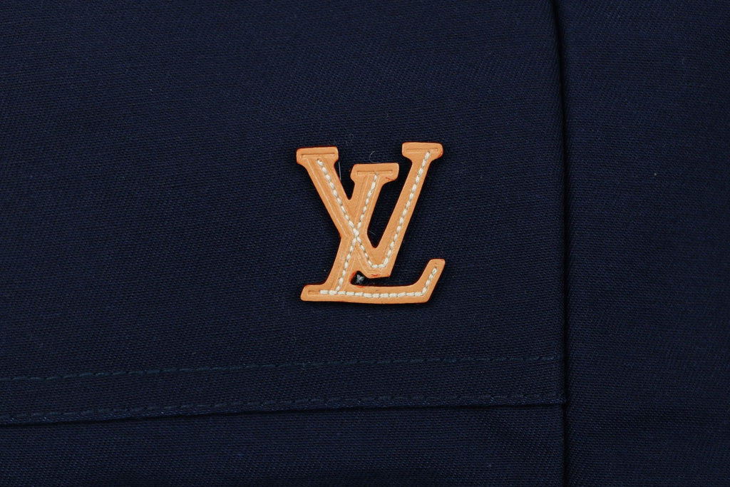 Louis Vuitton LV Monogram Leather Appliqué Shorts — Navy