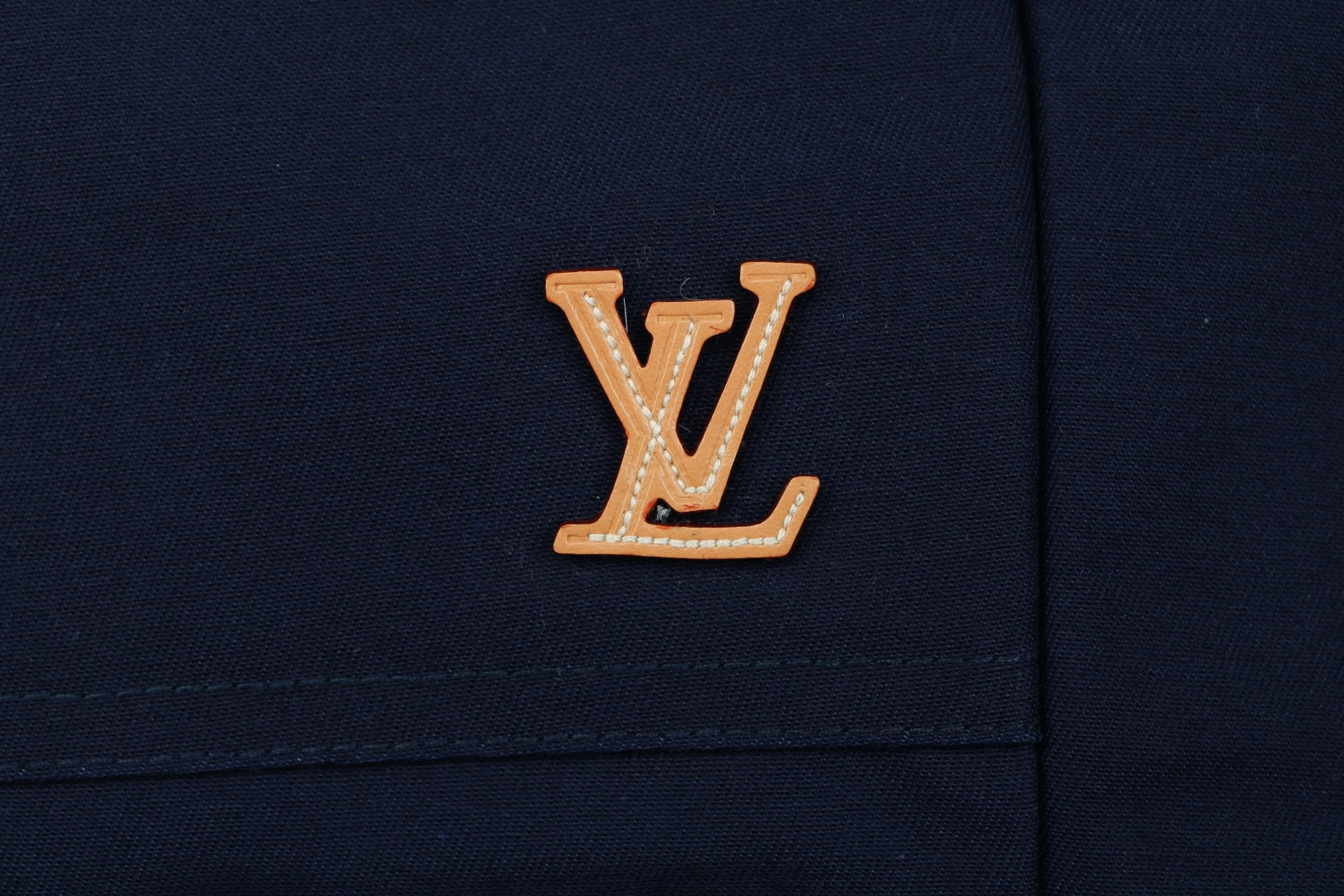 Louis Vuitton LV Monogram Leather Appliqué Shorts — Navy