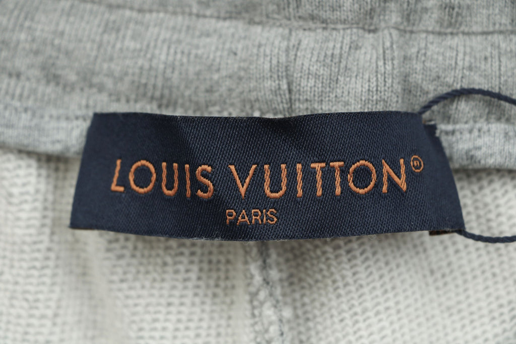Louis Vuitton Hand-Drawn Monogram Stitch Embroidered Shorts — Grey