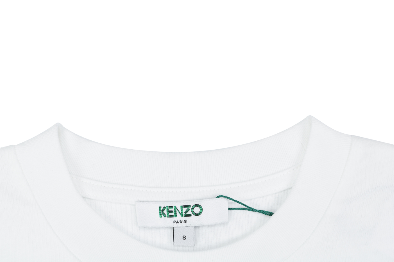 Kenzo Elephant Logo Bubble Letter Print Short Sleeve Tee — White