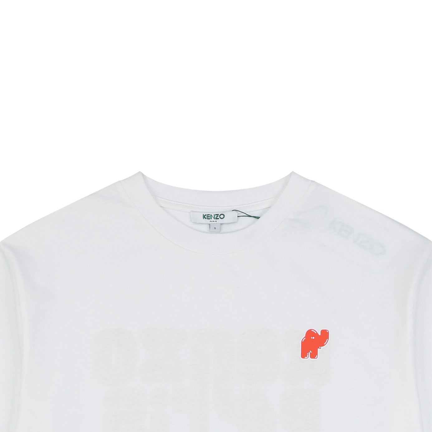 Kenzo Elephant Logo Bubble Letter Print Short Sleeve Tee — White