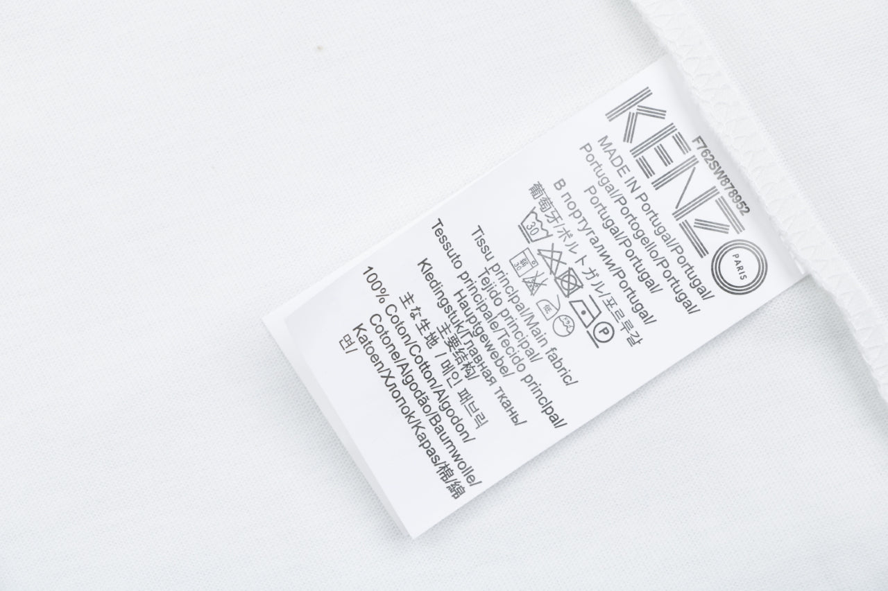 Kenzo Elephant Logo Bubble Letter Print Short Sleeve Tee — White