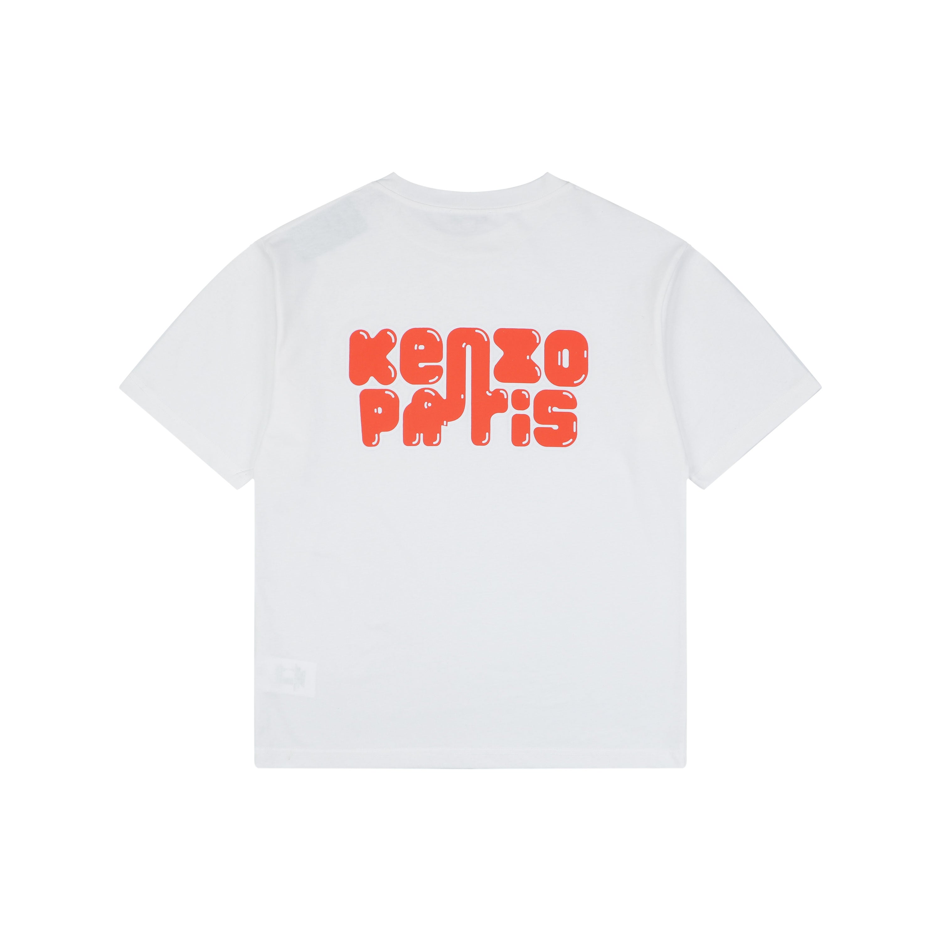 Kenzo Elephant Logo Bubble Letter Print Short Sleeve Tee — White