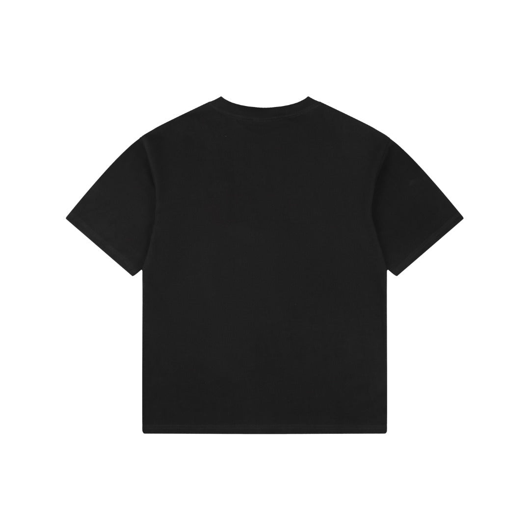 Balenciaga Blue Oval Ring Logo Print Short Sleeve Tee — Black