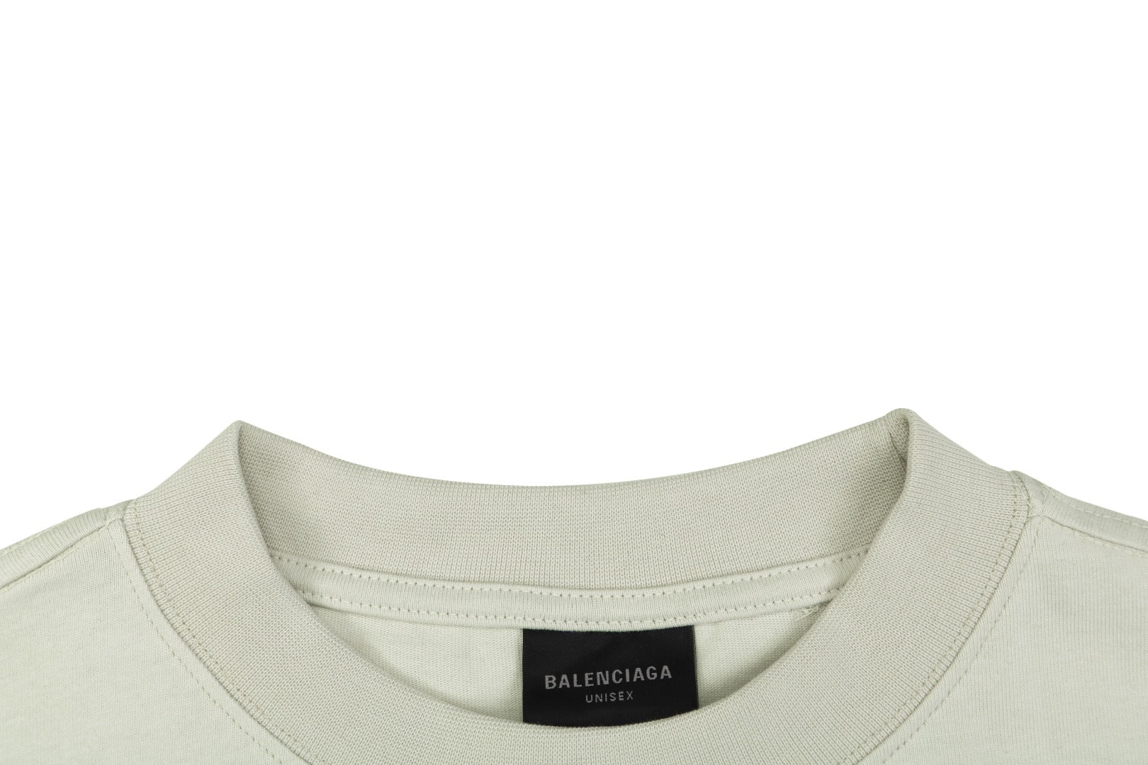 Balenciaga Blue Oval Ring Logo Print Short Sleeve Tee — Cream