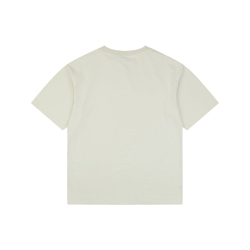 Balenciaga Blue Oval Ring Logo Print Short Sleeve Tee — Cream