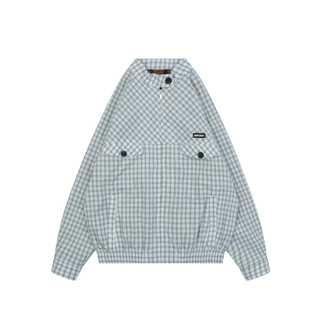 Miu Miu Blue Grey Vichy Check Jacket