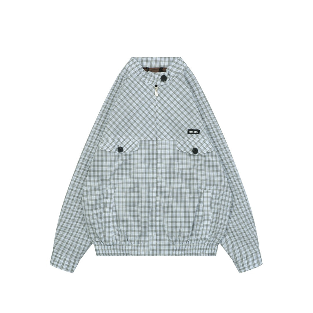 Miu Miu Blue Grey Vichy Check Jacket
