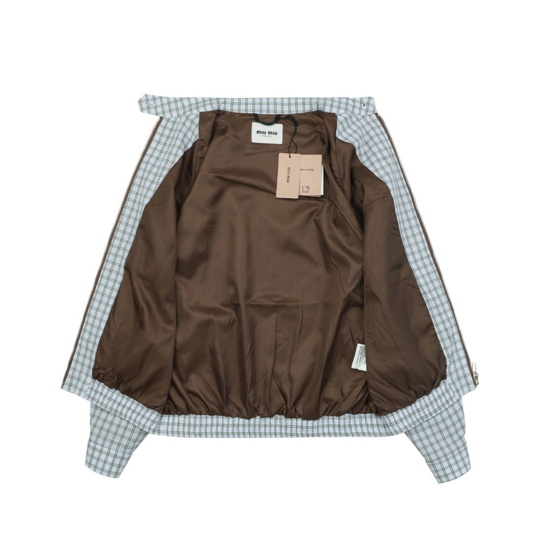 Miu Miu Blue Grey Vichy Check Jacket