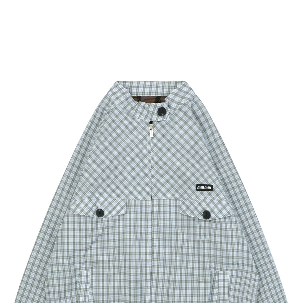 Miu Miu Blue Grey Vichy Check Jacket