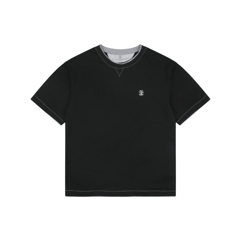 Balenciaga BC Contrast Collar Short Sleeve Tee – Black