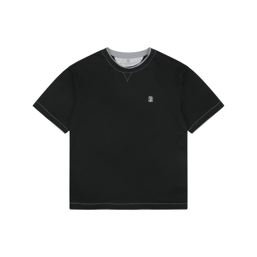 Balenciaga BC Contrast Collar Short Sleeve Tee – Black
