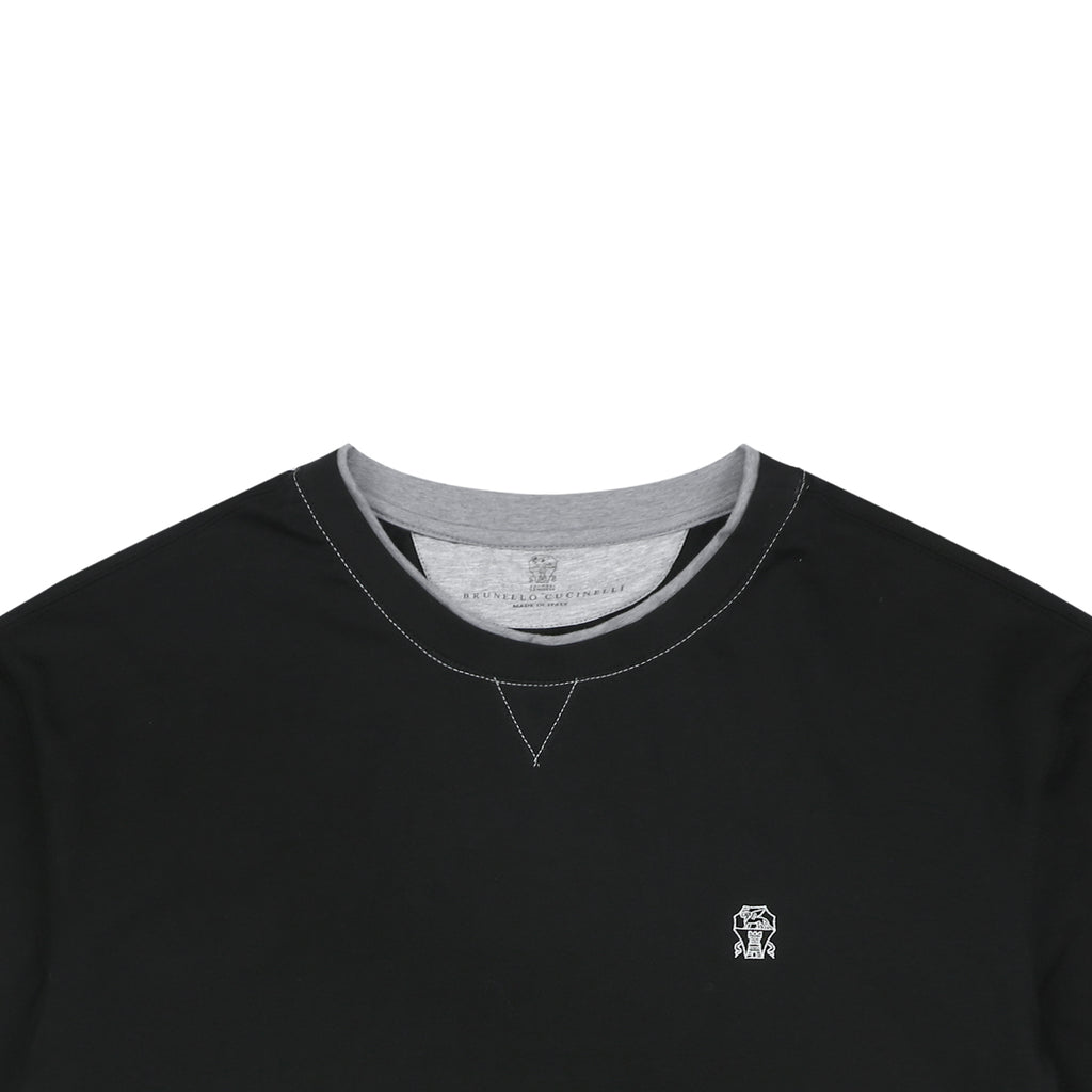 Balenciaga BC Contrast Collar Short Sleeve Tee – Black