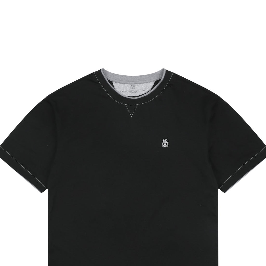 Balenciaga BC Contrast Collar Short Sleeve Tee – Black