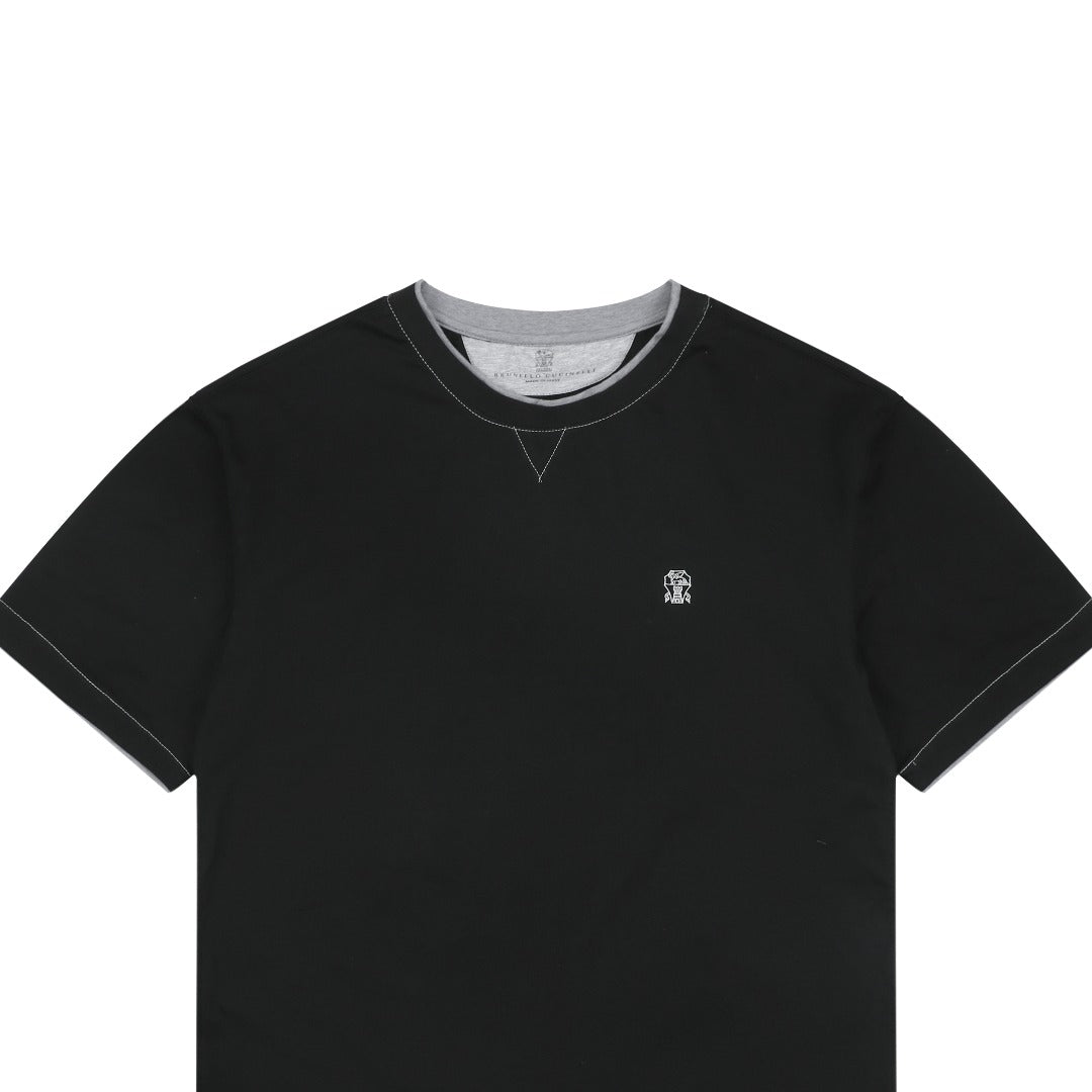 Balenciaga BC Contrast Collar Short Sleeve Tee – Black