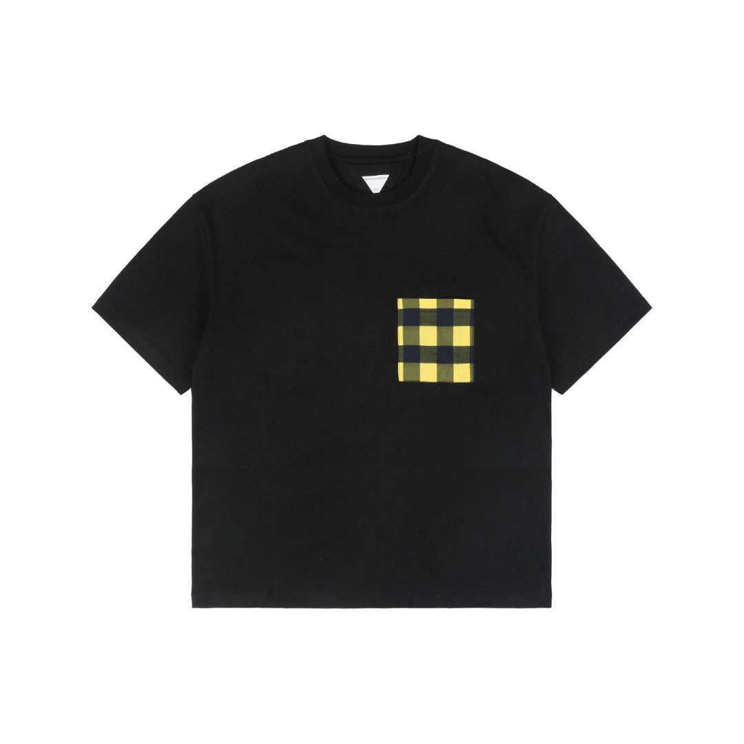 Bottega Veneta SS25 Contrast Check Pocket Short Sleeve Tee – Black