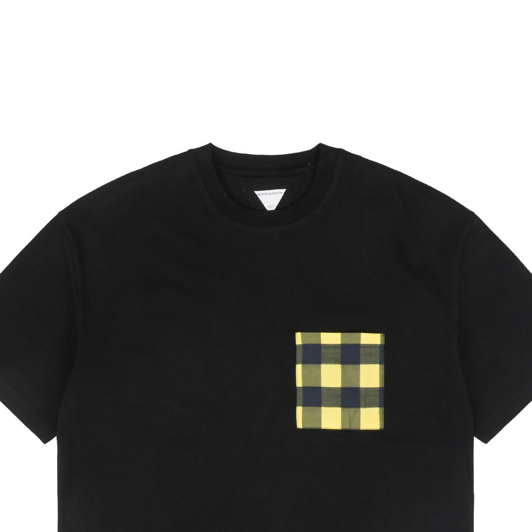 Bottega Veneta SS25 Contrast Check Pocket Short Sleeve Tee – Black