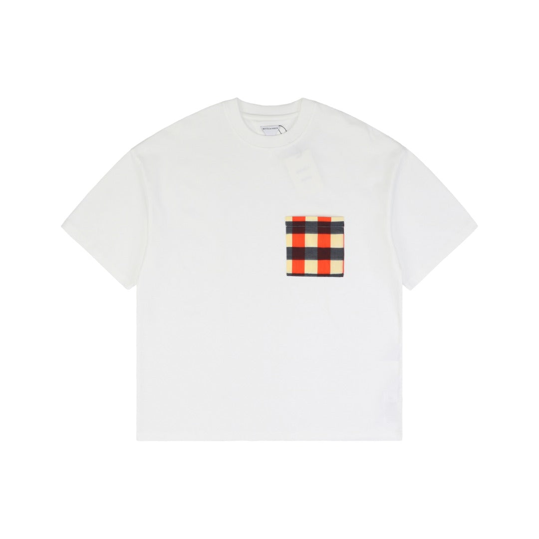 Bottega Veneta SS25 Contrast Check Pocket Short Sleeve Tee – White