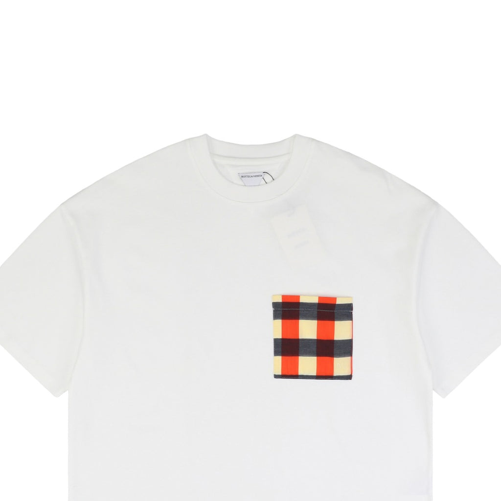 Bottega Veneta SS25 Contrast Check Pocket Short Sleeve Tee – White
