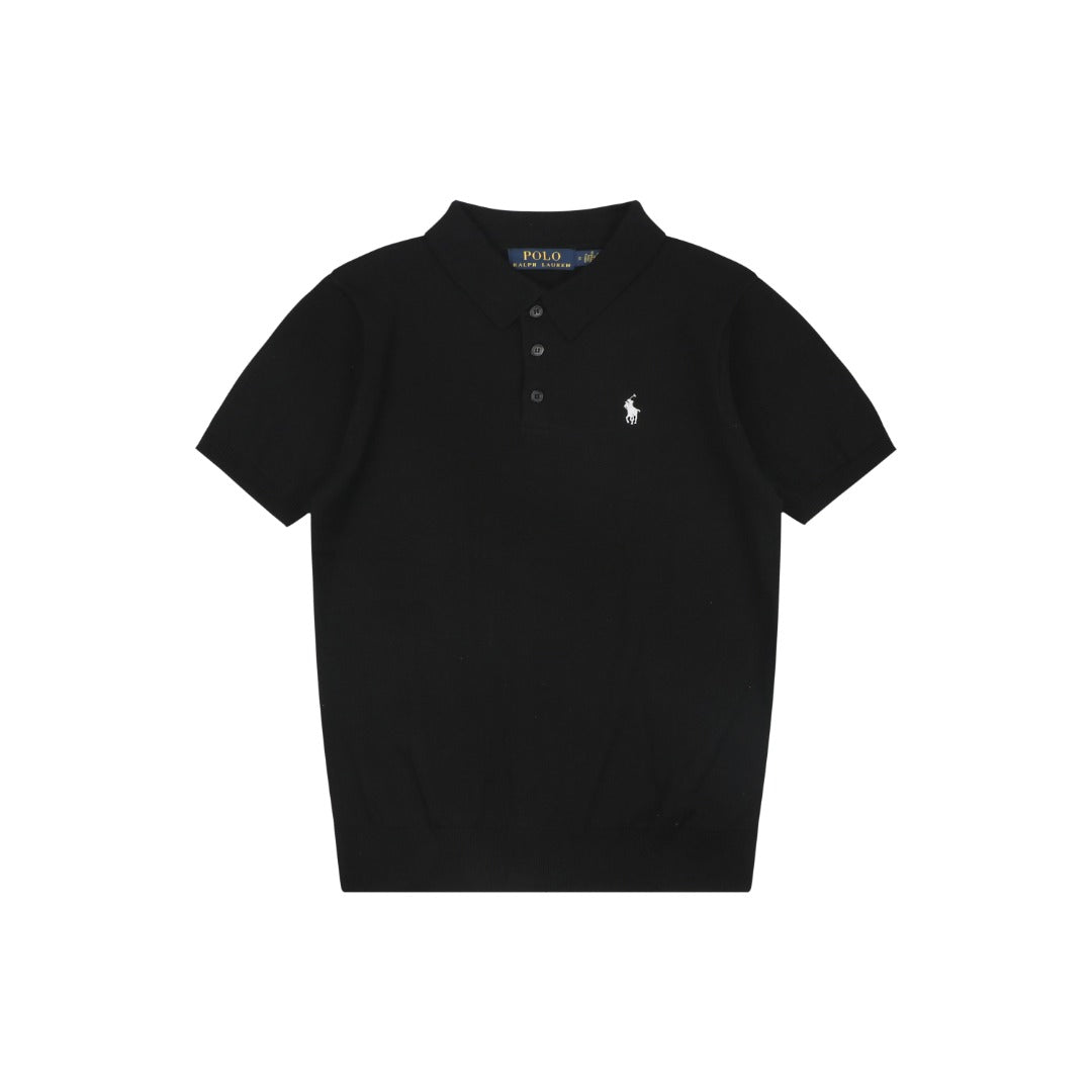 Ralph Lauren N1 Pony Jacquard Knit Short Sleeve Polo – Black