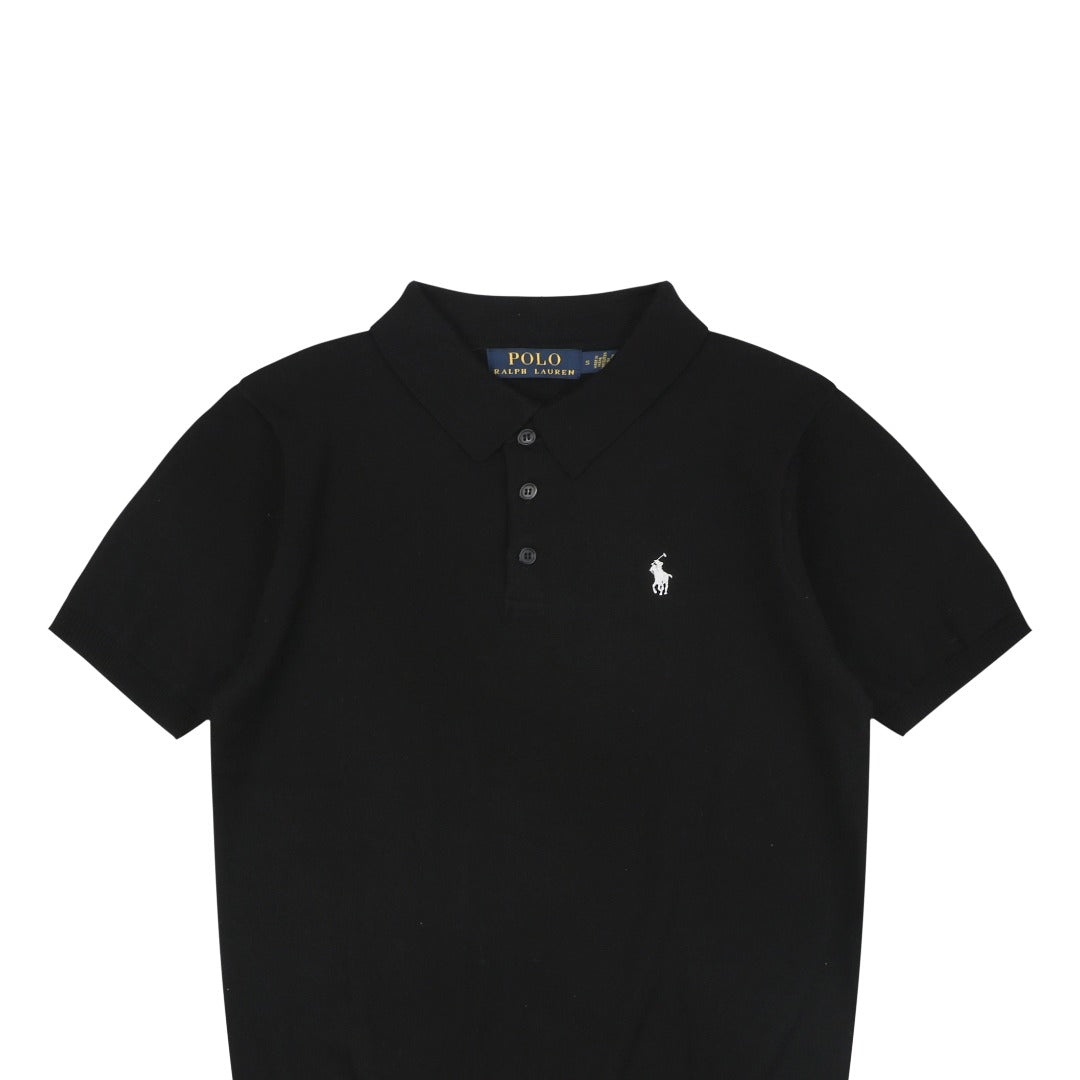 Ralph Lauren N1 Pony Jacquard Knit Short Sleeve Polo – Black