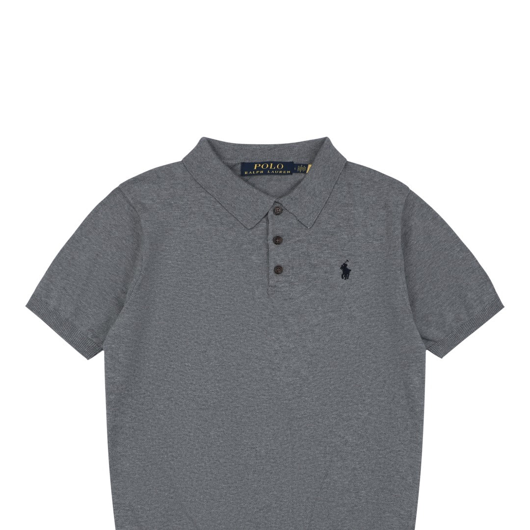 Ralph Lauren N1 Pony Jacquard Knit Short Sleeve Polo – Grey