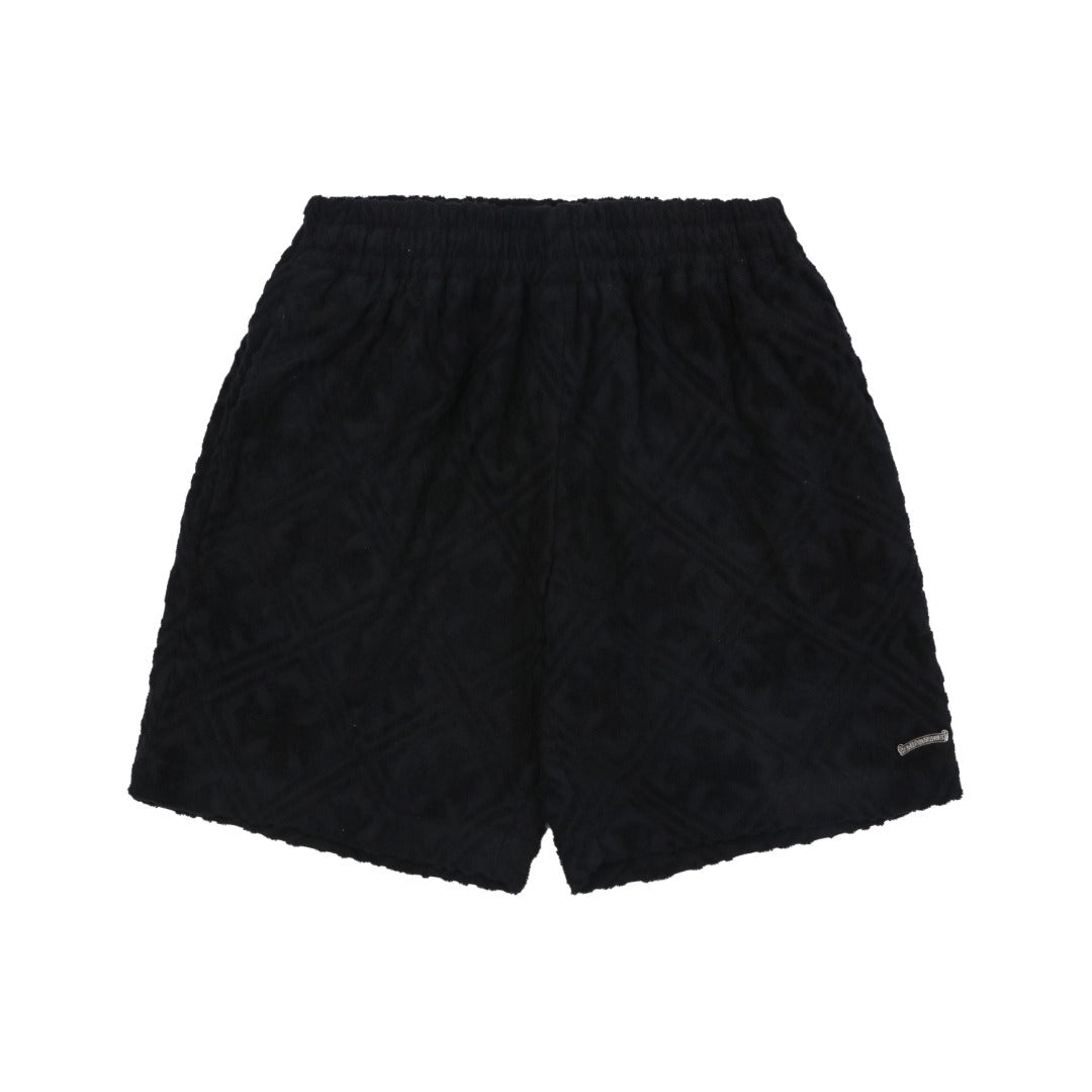 Chrome Hearts Cannes Limited Edition Cross Floral Terry Cloth Shorts — Black