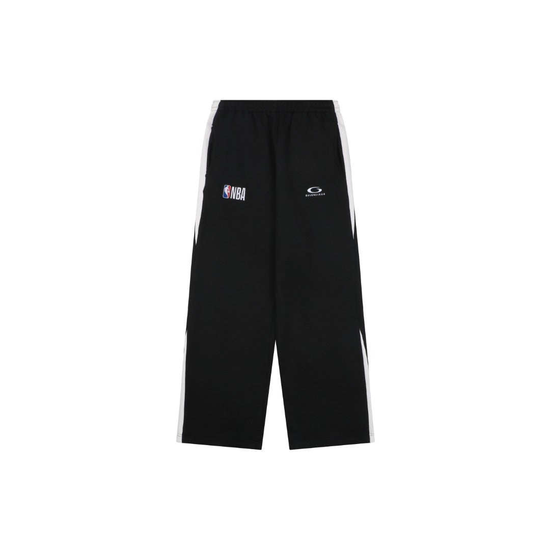 Balenciaga x NBA x Oakley Triple Logo Embroidered Wide-Leg Track Pants — Black