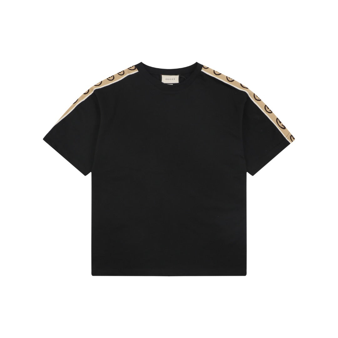 Gucci Double G Interlocking Logo Tape Short Sleeve Tee — Black