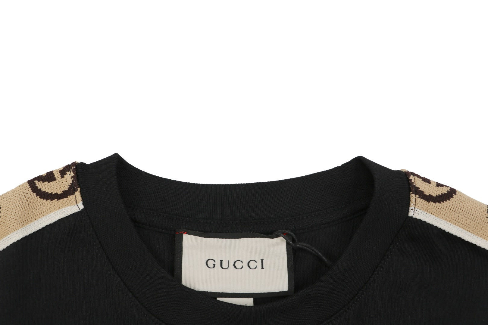 Gucci Double G Interlocking Logo Tape Short Sleeve Tee — Black