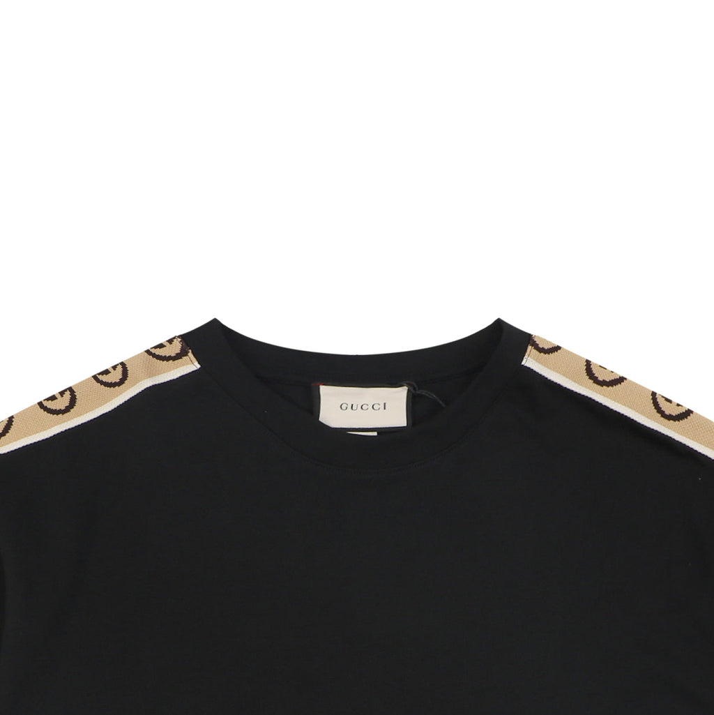 Gucci Double G Interlocking Logo Tape Short Sleeve Tee — Black