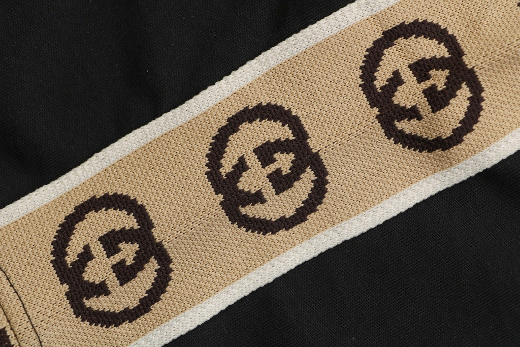 Gucci Double G Interlocking Logo Tape Short Sleeve Tee — Black