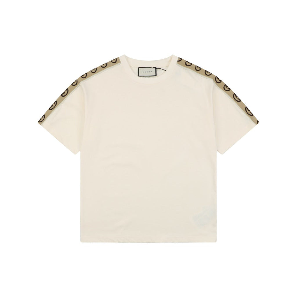 Gucci Double G Interlocking Logo Tape Short Sleeve Tee — Cream