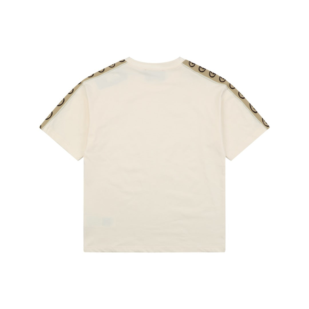 Gucci Double G Interlocking Logo Tape Short Sleeve Tee — Cream