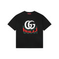 Gucci GG Double G Web Stripe Logo Print Short Sleeve Tee — Black
