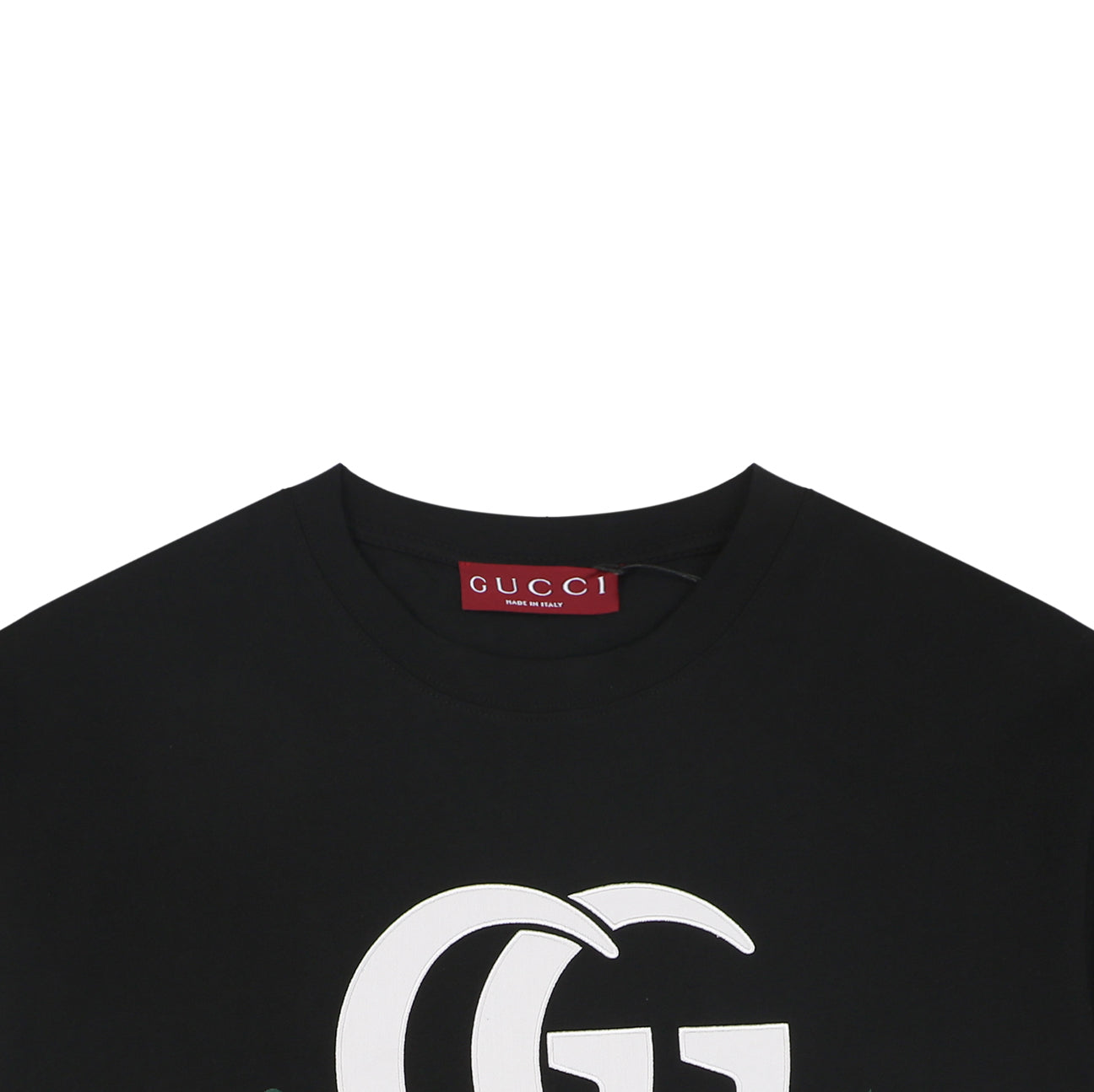 Gucci GG Double G Web Stripe Logo Print Short Sleeve Tee — Black
