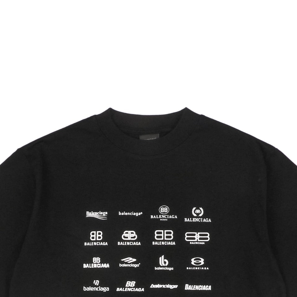 Balenciaga 23SS Multi-Logo Archive Print Short Sleeve Tee – Black