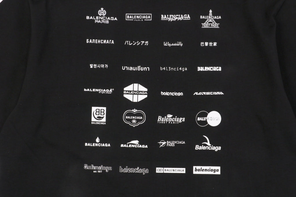 Balenciaga 23SS Multi-Logo Archive Print Short Sleeve Tee – Black