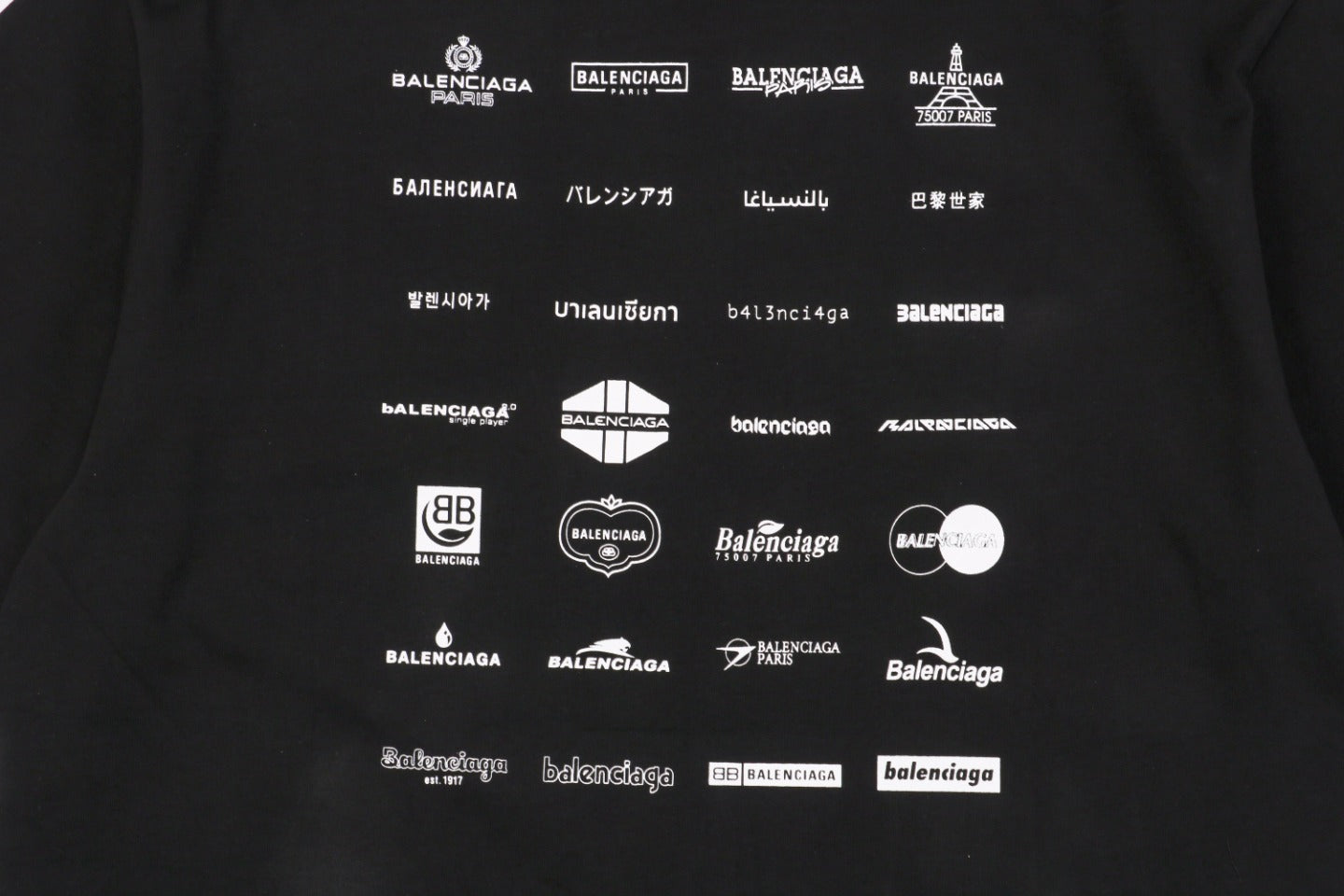 Balenciaga 23SS Multi-Logo Archive Print Short Sleeve Tee – Black