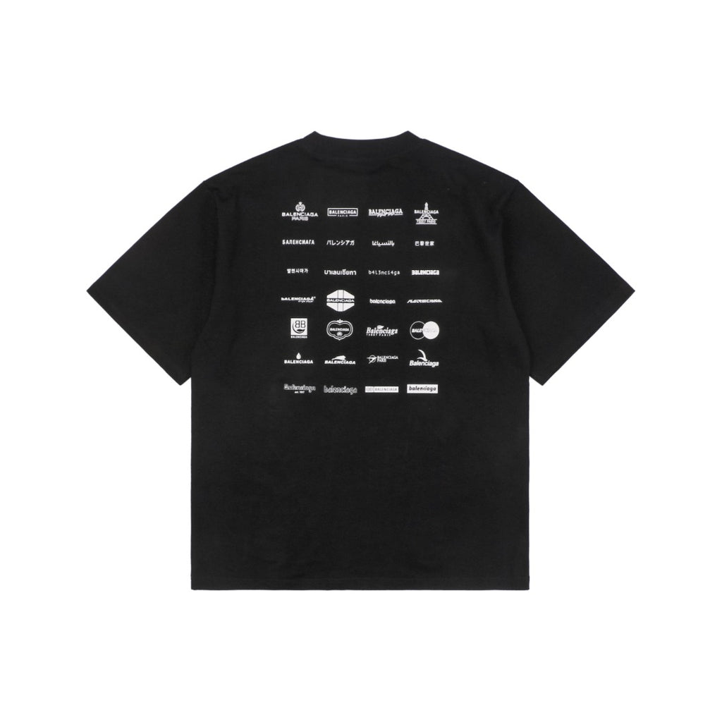 Balenciaga 23SS Multi-Logo Archive Print Short Sleeve Tee – Black