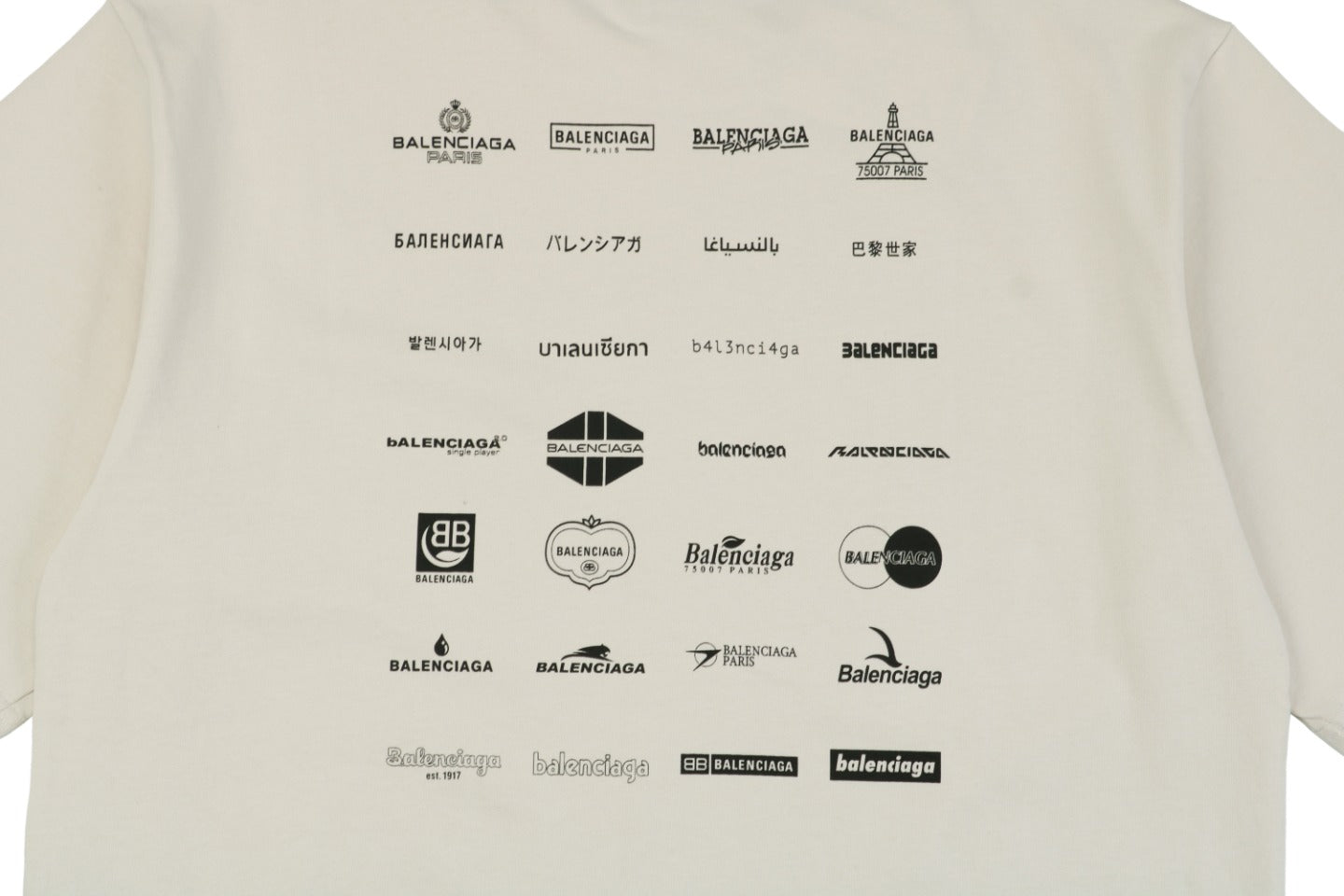 Balenciaga 23SS Multi-Logo Archive Print Short Sleeve Tee – Cream