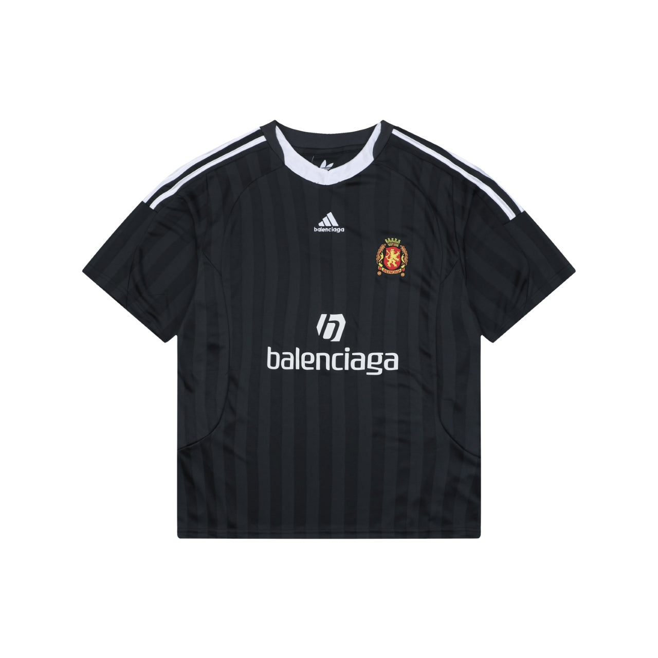 Balenciaga × Adidas Manchester United Crest Contrast Collar Soccer Jersey – Black