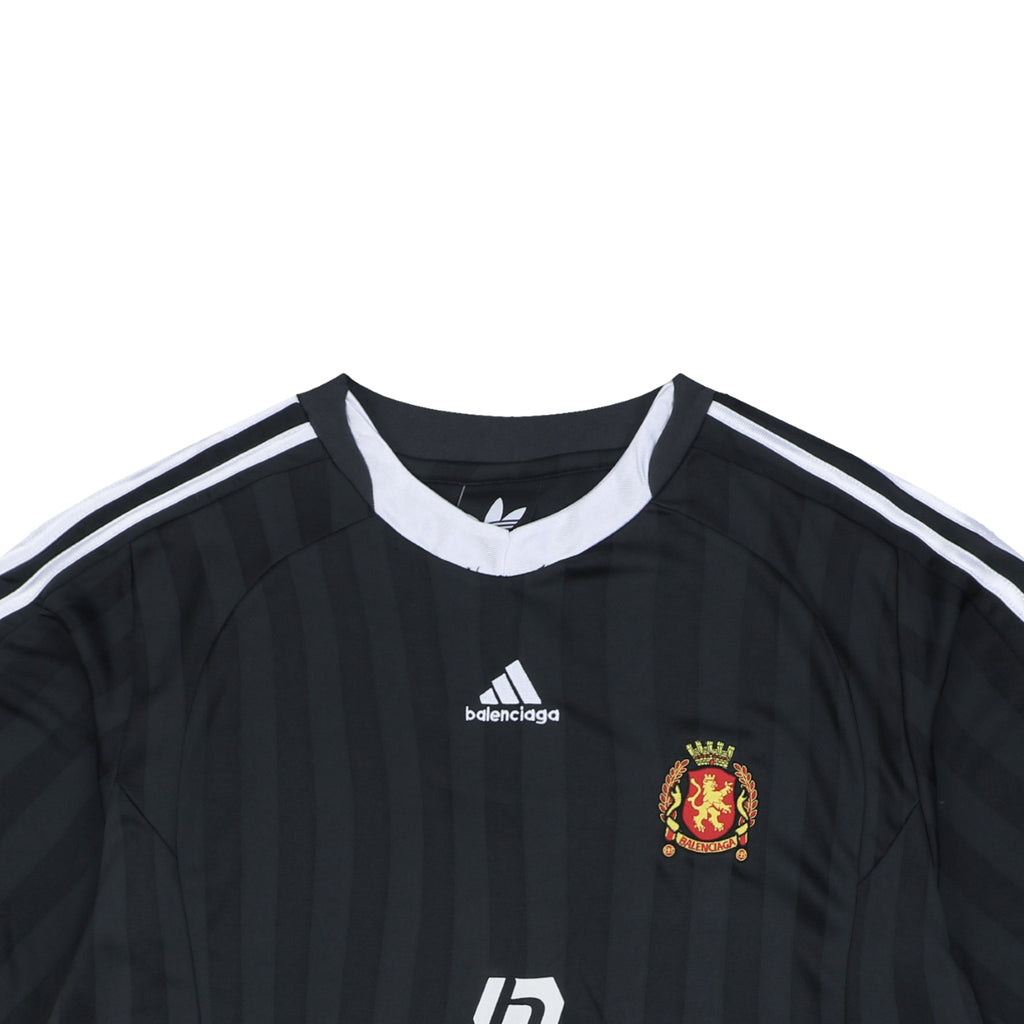Balenciaga × Adidas Manchester United Crest Contrast Collar Soccer Jersey – Black